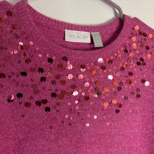 Children’s Place Fuchsia Sweater Dress with Shimmering Sequins size 16